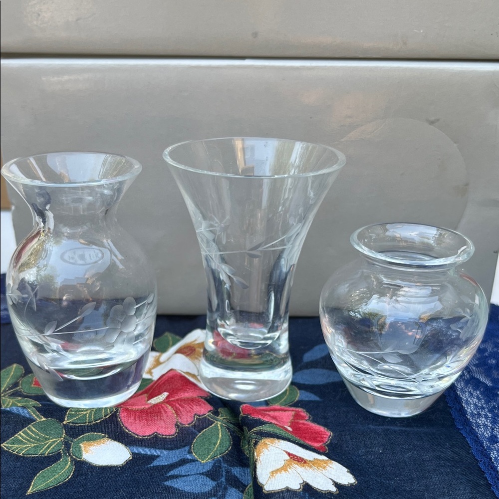 Princess House Clear Glass Vase Trio